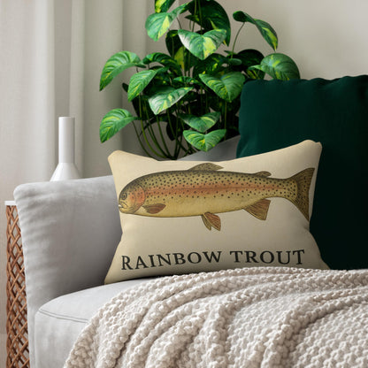 Fish Pillow, Rainbow Trout Cabin Decor Cushion, Outdoor Lifestyle Lumbar Cushion, Fishing Gift Home Accent, Catch of the Day Throw Pillow,