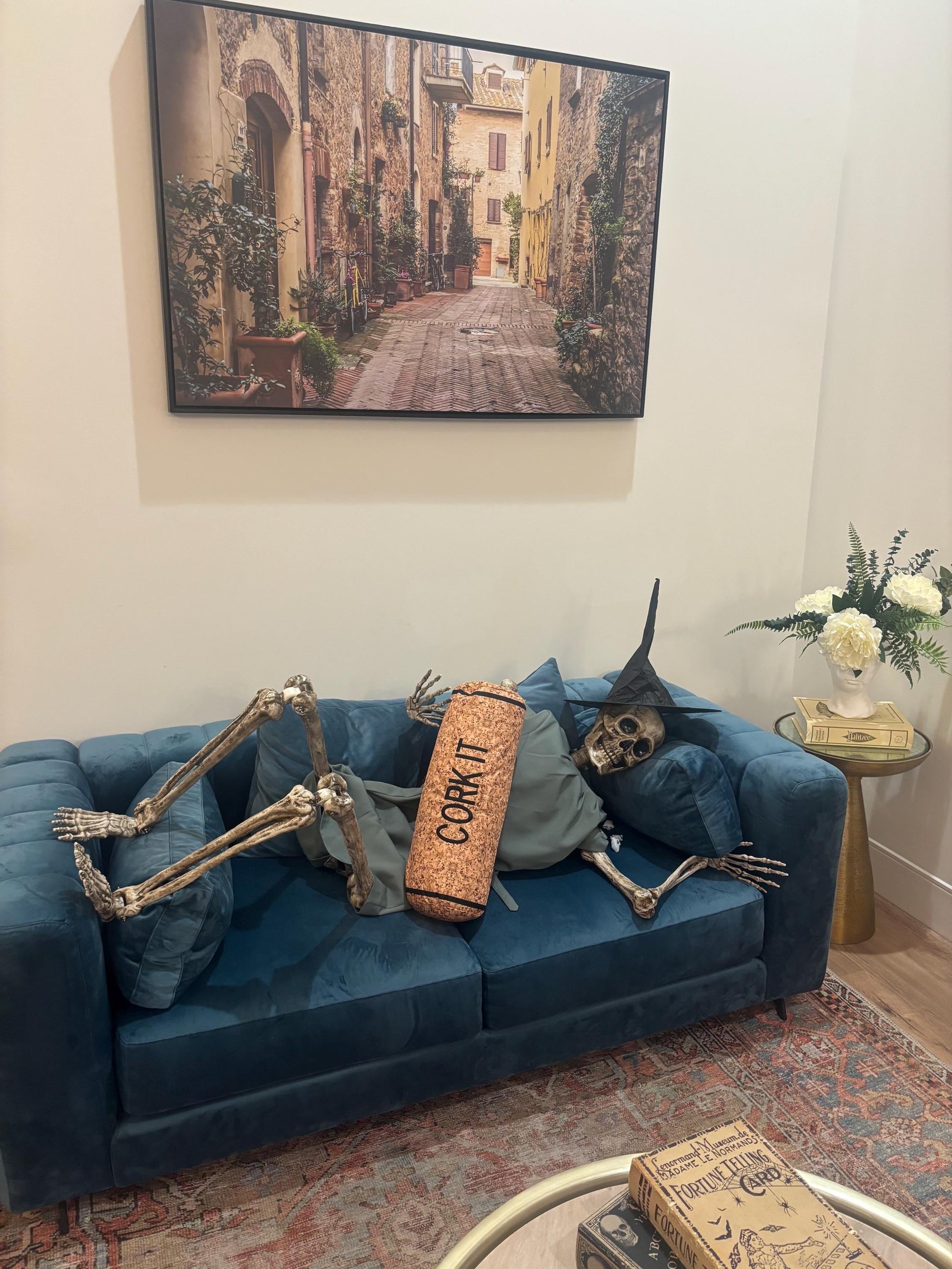 Cork shape wine cork pillow embroidered CHEERS . Also, has a zipper to easy clean and Perfect winelover gift and great decor for any room