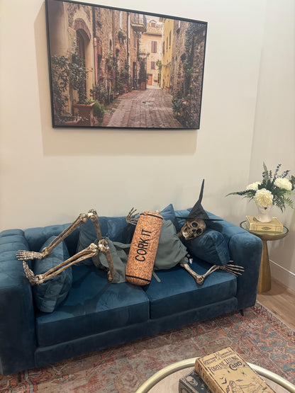 Cork shape wine cork pillow embroidered CHEERS . Also, has a zipper to easy clean and Perfect winelover gift and great decor for any room