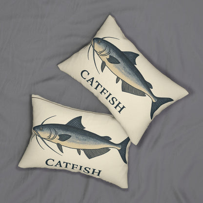 Catfish Lover Lumbar Pillow, Gift for Fisherman, Fishing Decor, Spun Polyester Cushion, Couch Pillow, Man Cave Decor
