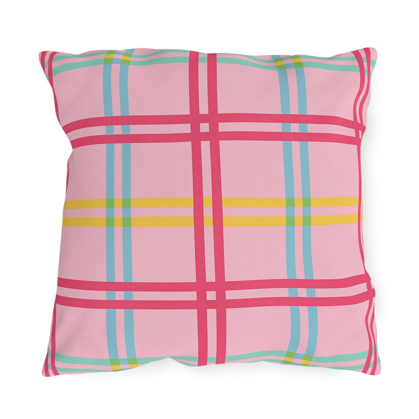 Mahjong Preppy Plaid Pillow - Luxury Game Night Decor, Outdoor Cushion, Patio Accent, Garden Pillow, Picnic Cushion