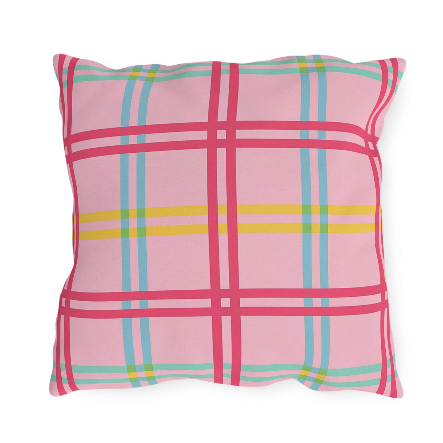 Mahjong Preppy Plaid Pillow - Luxury Game Night Decor, Outdoor Cushion, Patio Accent, Garden Pillow, Picnic Cushion