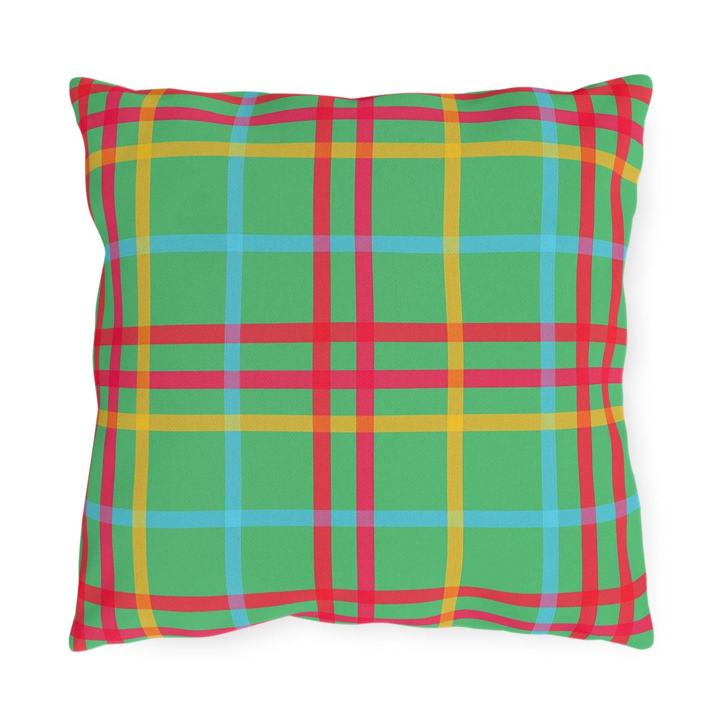 Mahjong Preppy Plaid Pillow - Luxury Game Night Decor, Outdoor Cushion, Patio Accent, Garden Pillow, Picnic Cushion