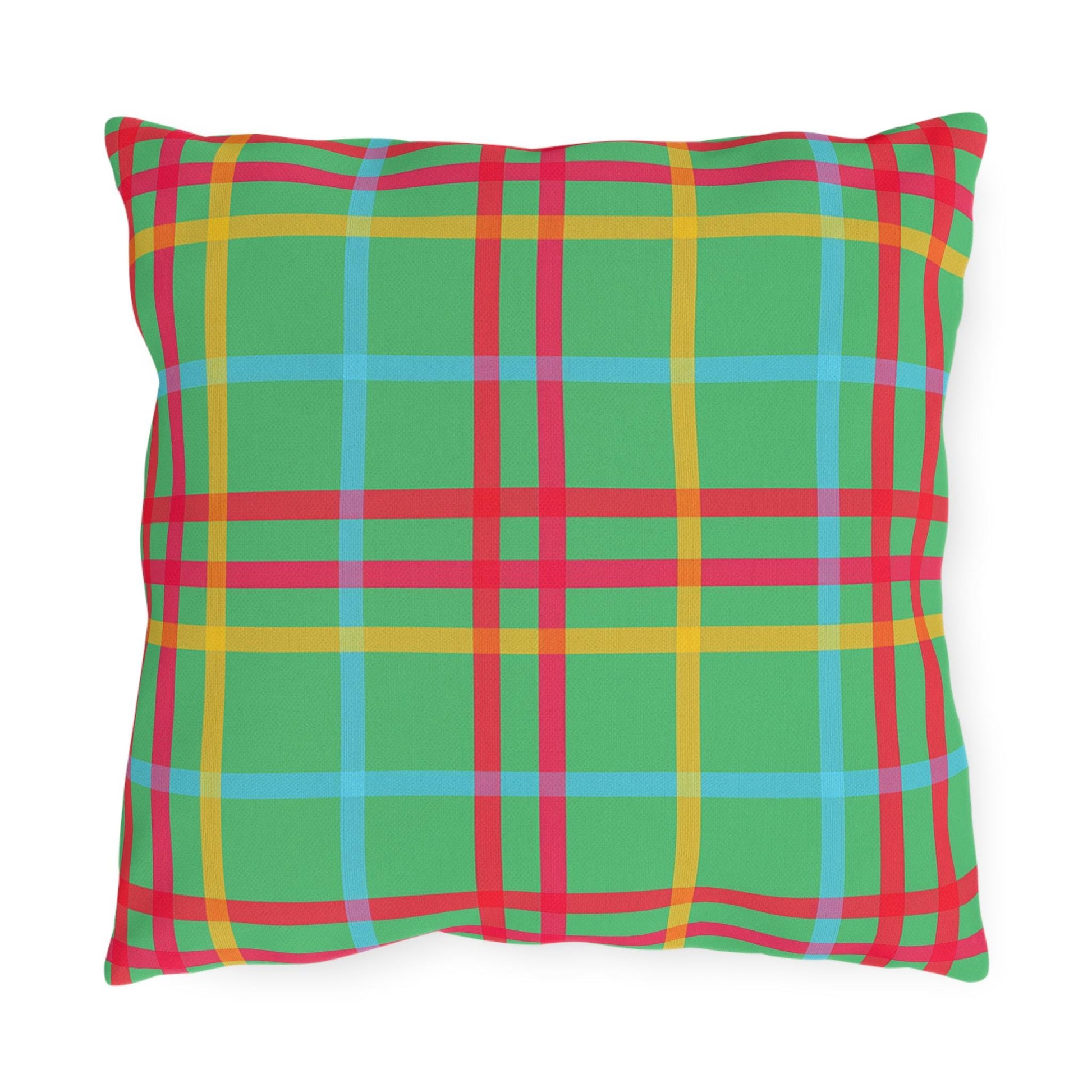 Mahjong Preppy Plaid Pillow - Luxury Game Night Decor, Outdoor Cushion, Patio Accent, Garden Pillow, Picnic Cushion