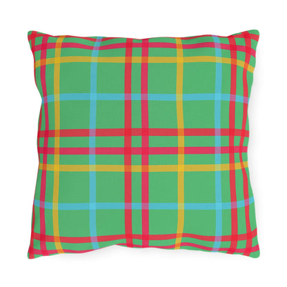 Mahjong Preppy Plaid Pillow - Luxury Game Night Decor, Outdoor Cushion, Patio Accent, Garden Pillow, Picnic Cushion