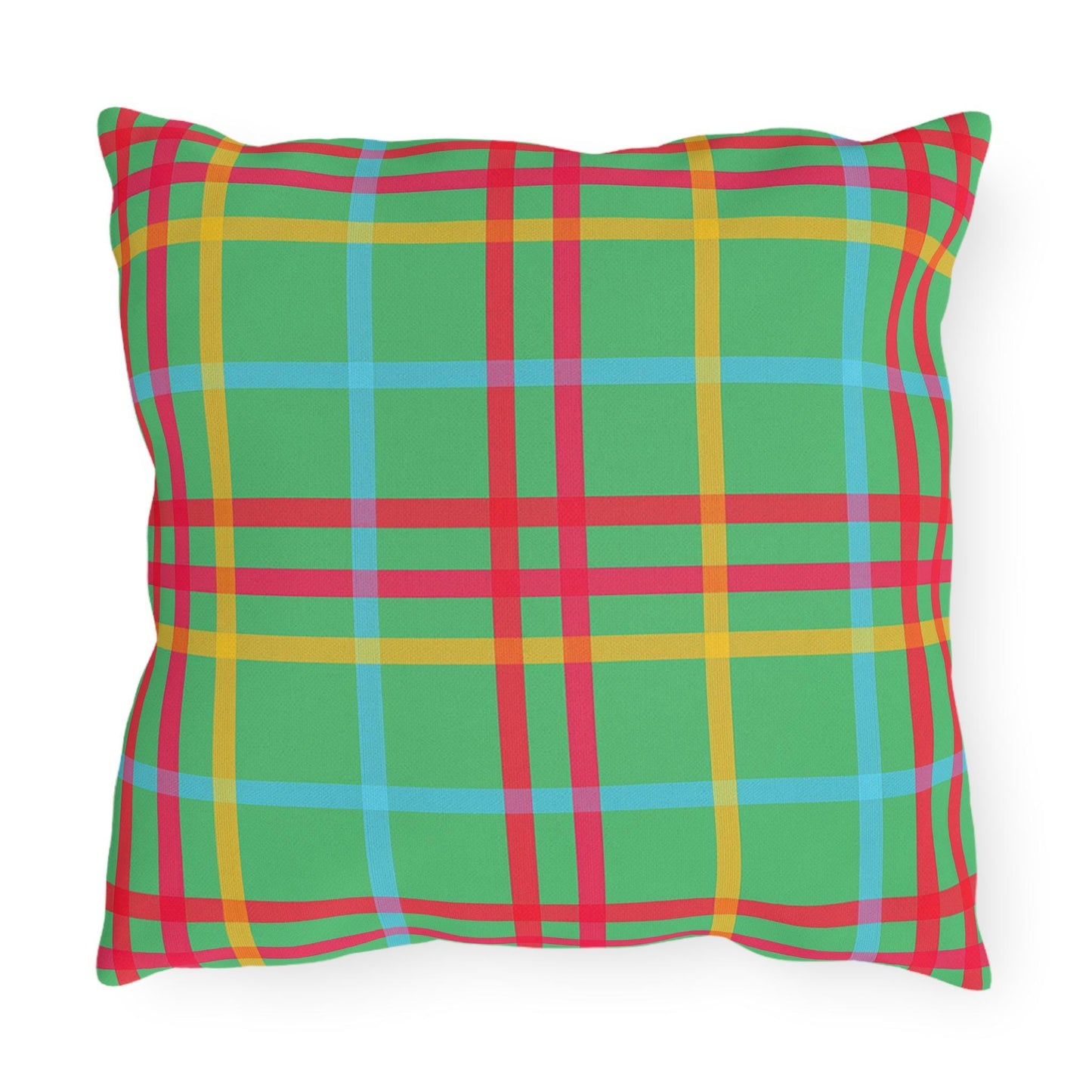 Mahjong Preppy Plaid Pillow - Luxury Game Night Decor, Outdoor Cushion, Patio Accent, Garden Pillow, Picnic Cushion