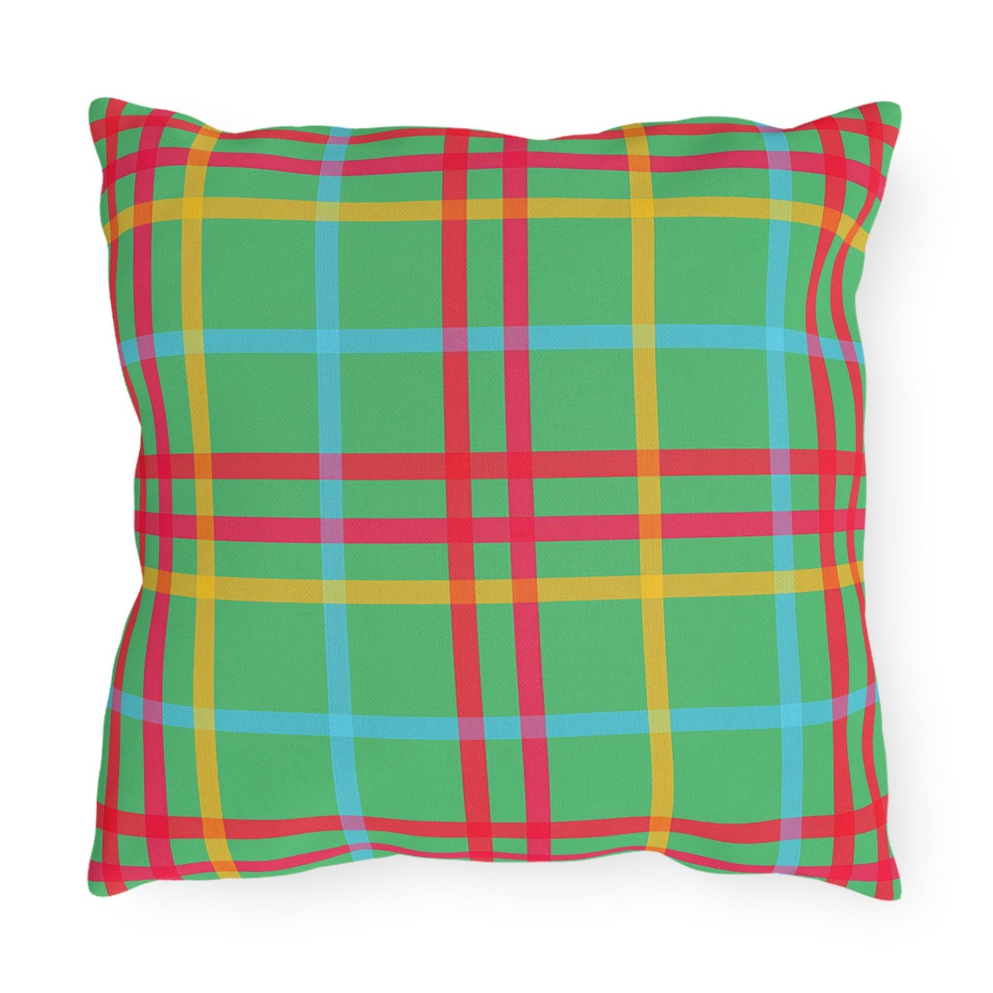Mahjong Preppy Plaid Pillow - Luxury Game Night Decor, Outdoor Cushion, Patio Accent, Garden Pillow, Picnic Cushion
