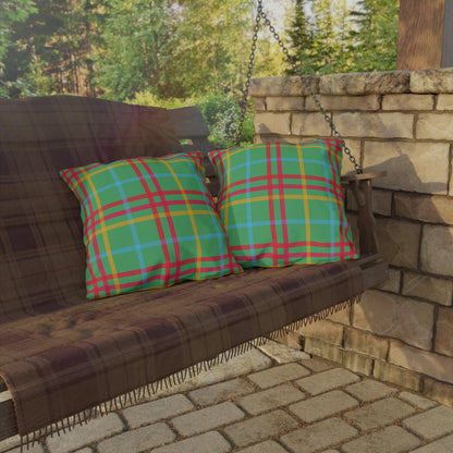 Mahjong Preppy Plaid Pillow - Luxury Game Night Decor, Outdoor Cushion, Patio Accent, Garden Pillow, Picnic Cushion