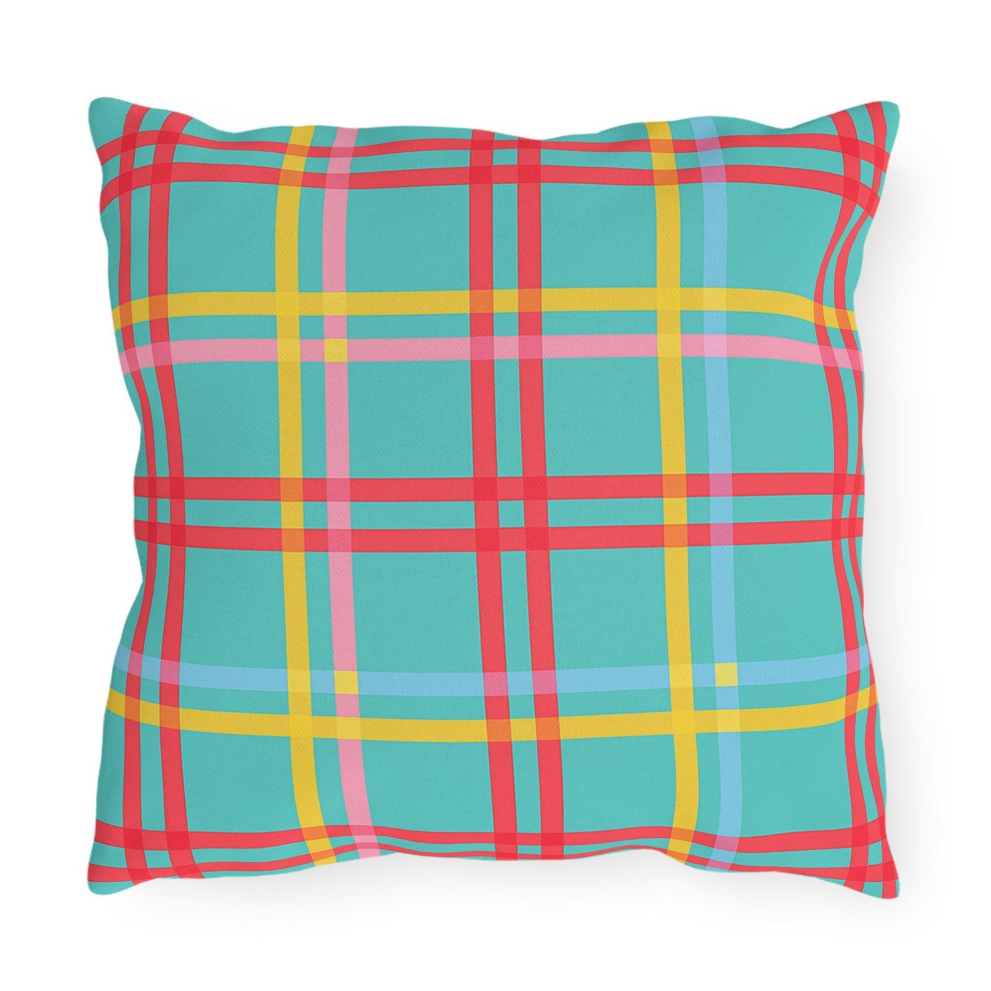 Mahjong Preppy Plaid Pillow - Luxury Game Night Decor, Outdoor Cushion, Patio Accent, Garden Pillow, Picnic Cushion