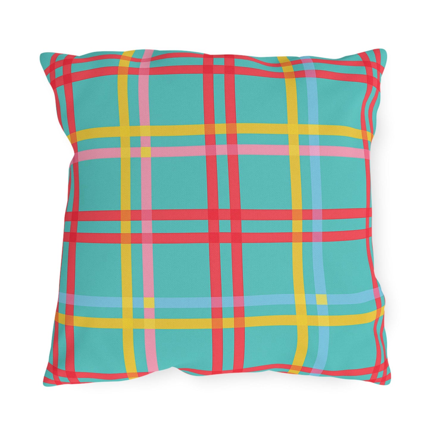 Mahjong Preppy Plaid Pillow - Luxury Game Night Decor, Outdoor Cushion, Patio Accent, Garden Pillow, Picnic Cushion