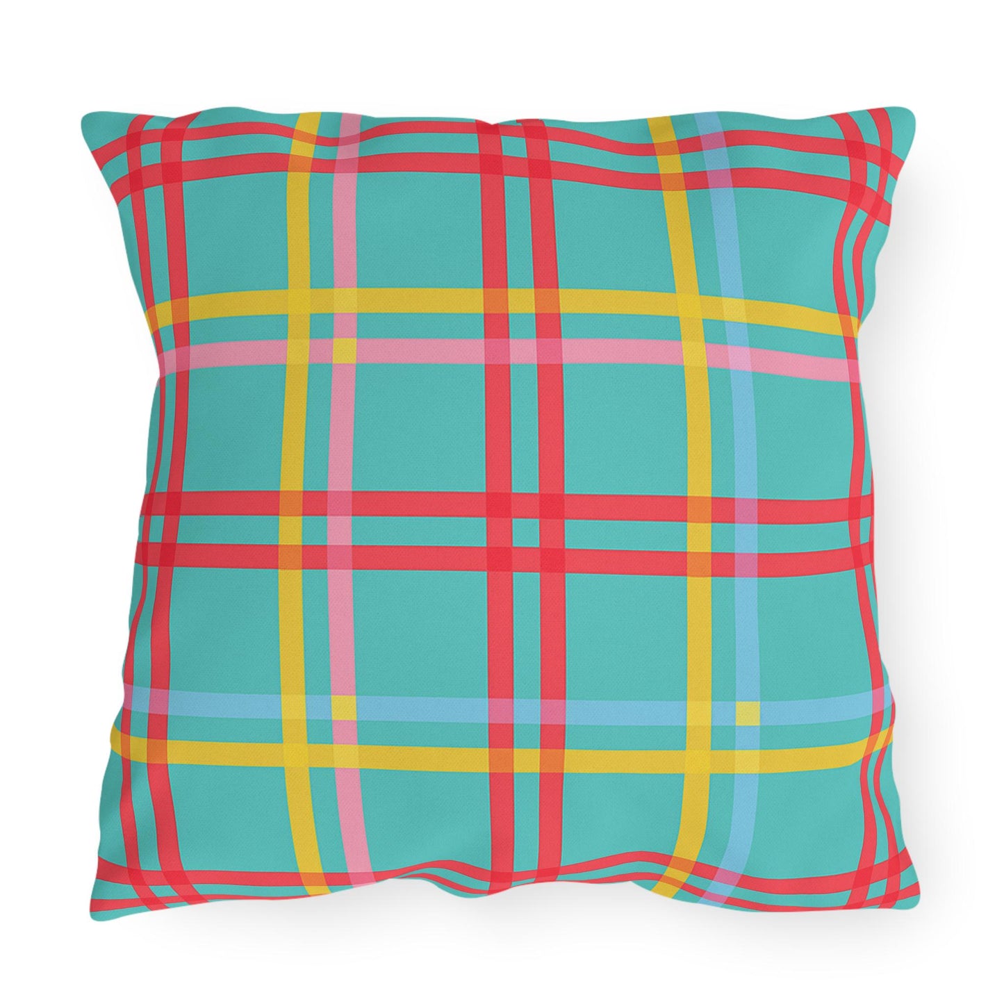 Mahjong Preppy Plaid Pillow - Luxury Game Night Decor, Outdoor Cushion, Patio Accent, Garden Pillow, Picnic Cushion
