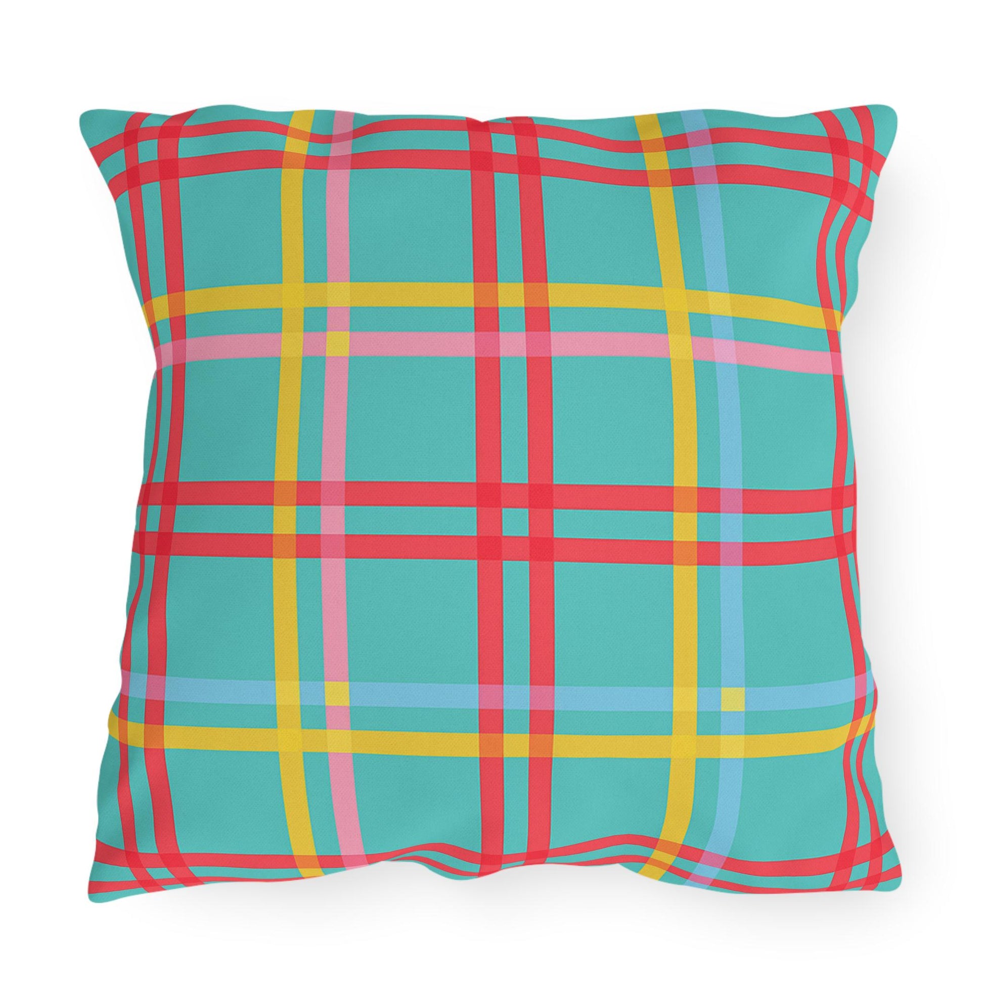 Mahjong Preppy Plaid Pillow - Luxury Game Night Decor, Outdoor Cushion, Patio Accent, Garden Pillow, Picnic Cushion