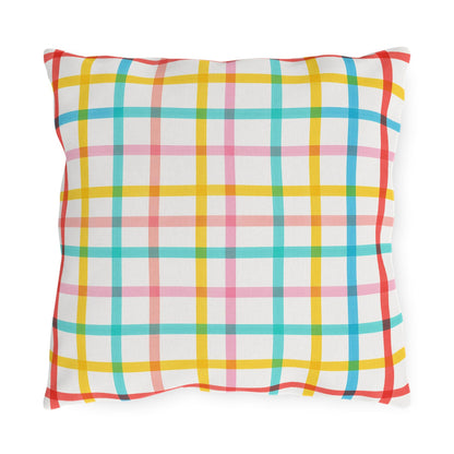 Mahjong Preppy Plaid Pillow - Luxury Game Night Decor, Outdoor Cushion, Patio Accent, Garden Pillow, Picnic Cushion