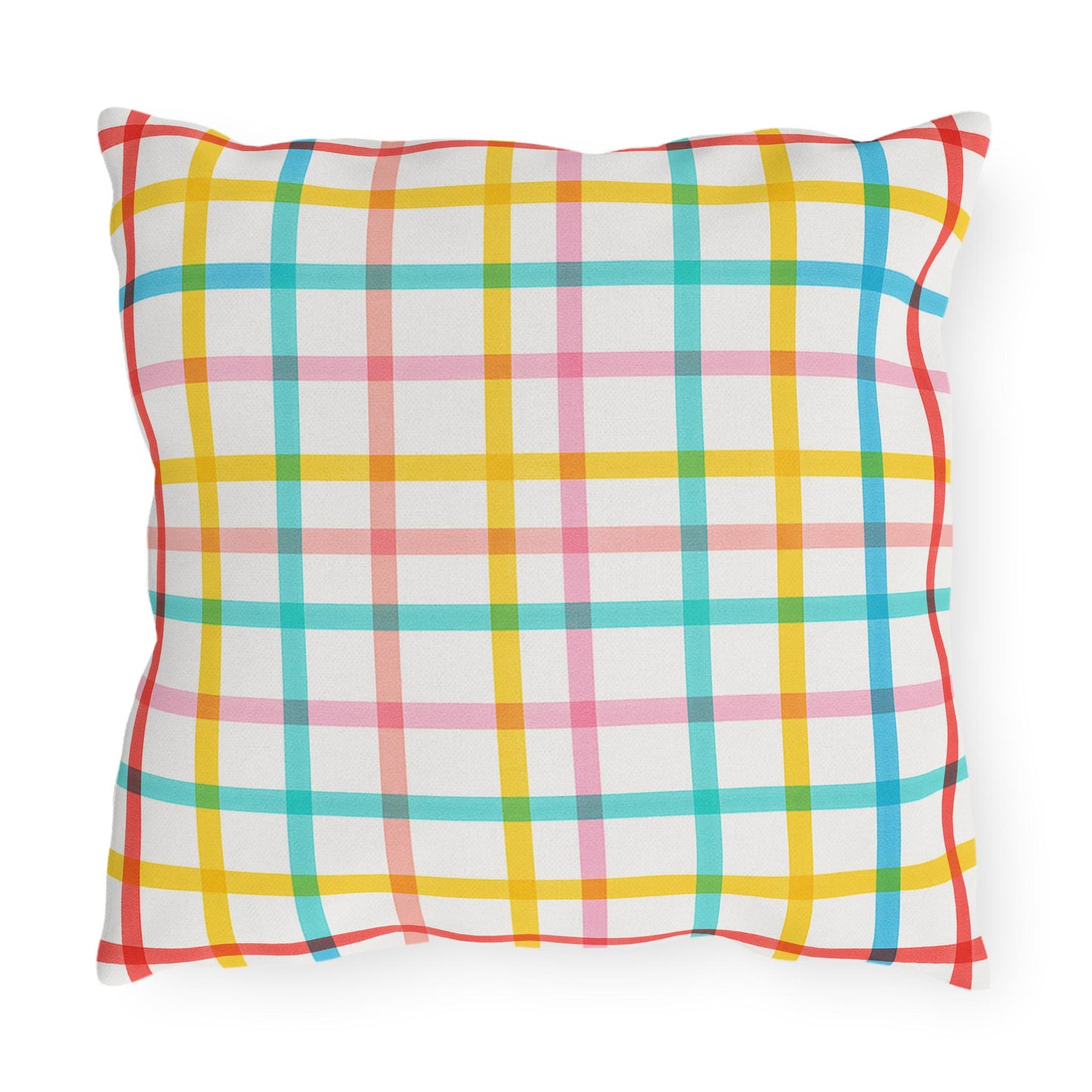 Mahjong Preppy Plaid Pillow - Luxury Game Night Decor, Outdoor Cushion, Patio Accent, Garden Pillow, Picnic Cushion