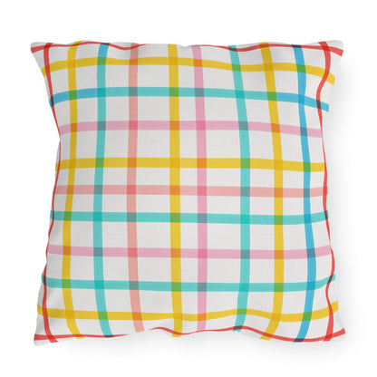 Mahjong Preppy Plaid Pillow - Luxury Game Night Decor, Outdoor Cushion, Patio Accent, Garden Pillow, Picnic Cushion