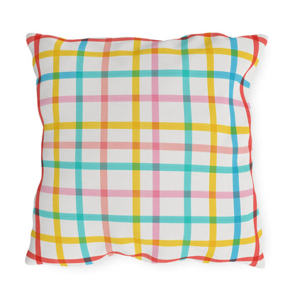 Mahjong Preppy Plaid Pillow - Luxury Game Night Decor, Outdoor Cushion, Patio Accent, Garden Pillow, Picnic Cushion