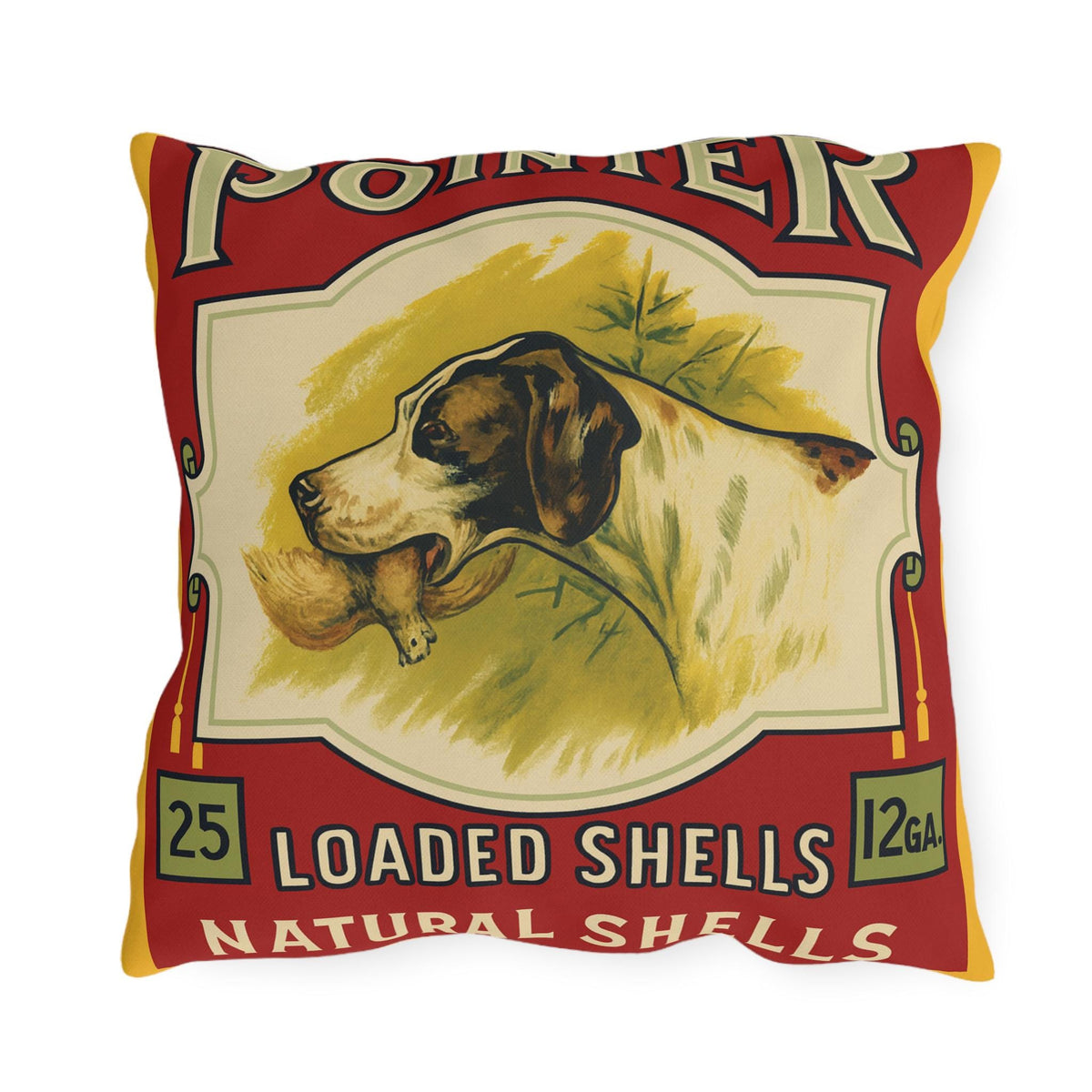 Vintage Shotgun Shell Outdoor Pillow - Cabin Decor, Hunting Lodge Throw Pillow, Hunter Gift, Rustic Home Decor, Outdoor Cushion