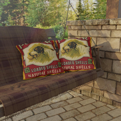 Vintage Shotgun Shell Outdoor Pillow - Cabin Decor, Hunting Lodge Throw Pillow, Hunter Gift, Rustic Home Decor, Outdoor Cushion