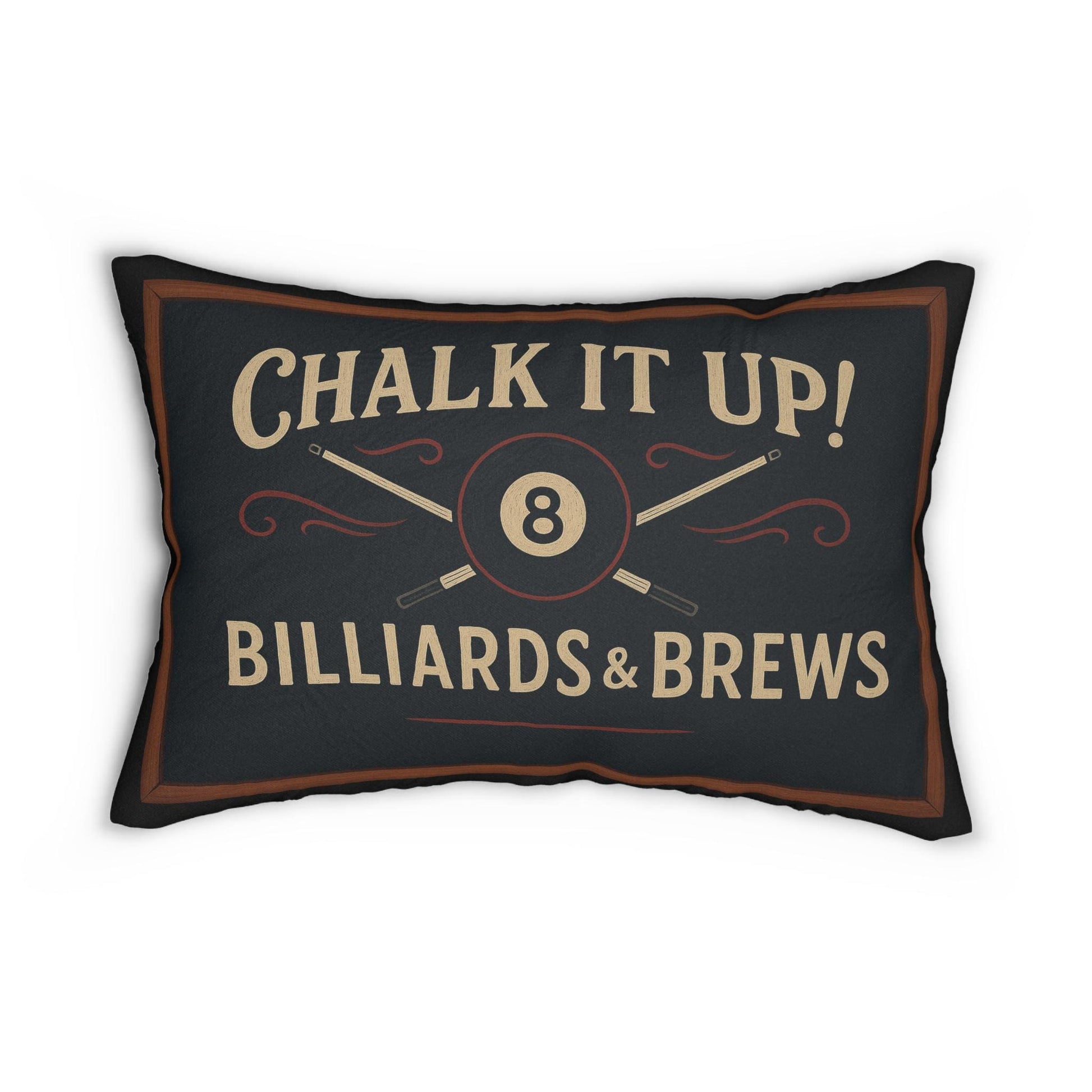Lumbar Pillow, Pool Room Decor Throw Cushion, Billiards and Brews Sign, Game Room Accent, Chalk It Up Pillow, Pool Table Gift, Spun