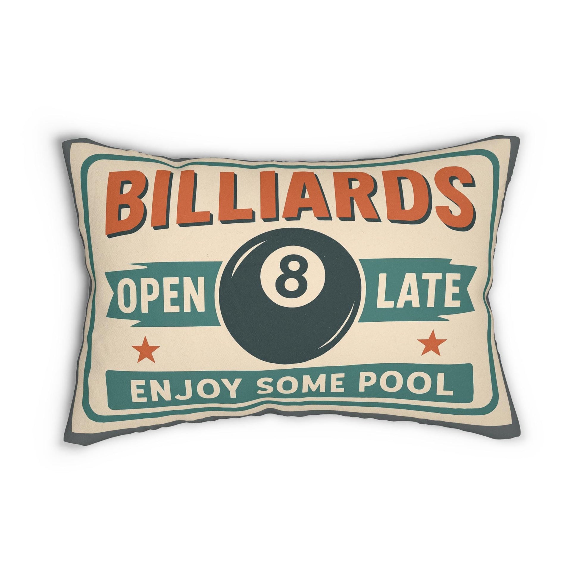 Pool Room Lumbar Pillow - Billiards Decor Throw Pillow, Spun Polyester Cushion, Game Room Accent, Home Bar Accessory, Man Cave Gift