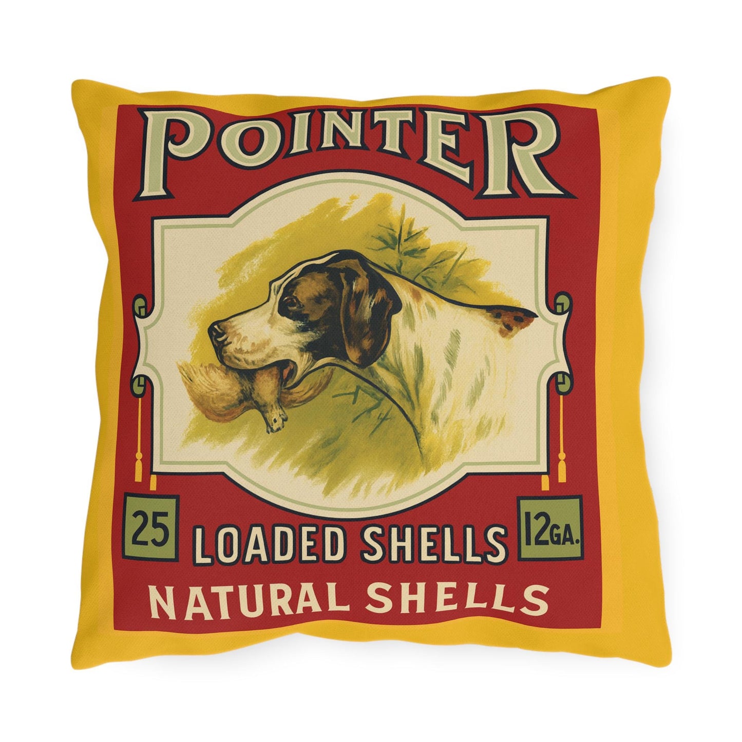 Hunting Outdoor Pillows, Cabin Decor, Lodge Cushion, 12 GA Throw Pillow, Vintage Shot Gun Shell Pillow