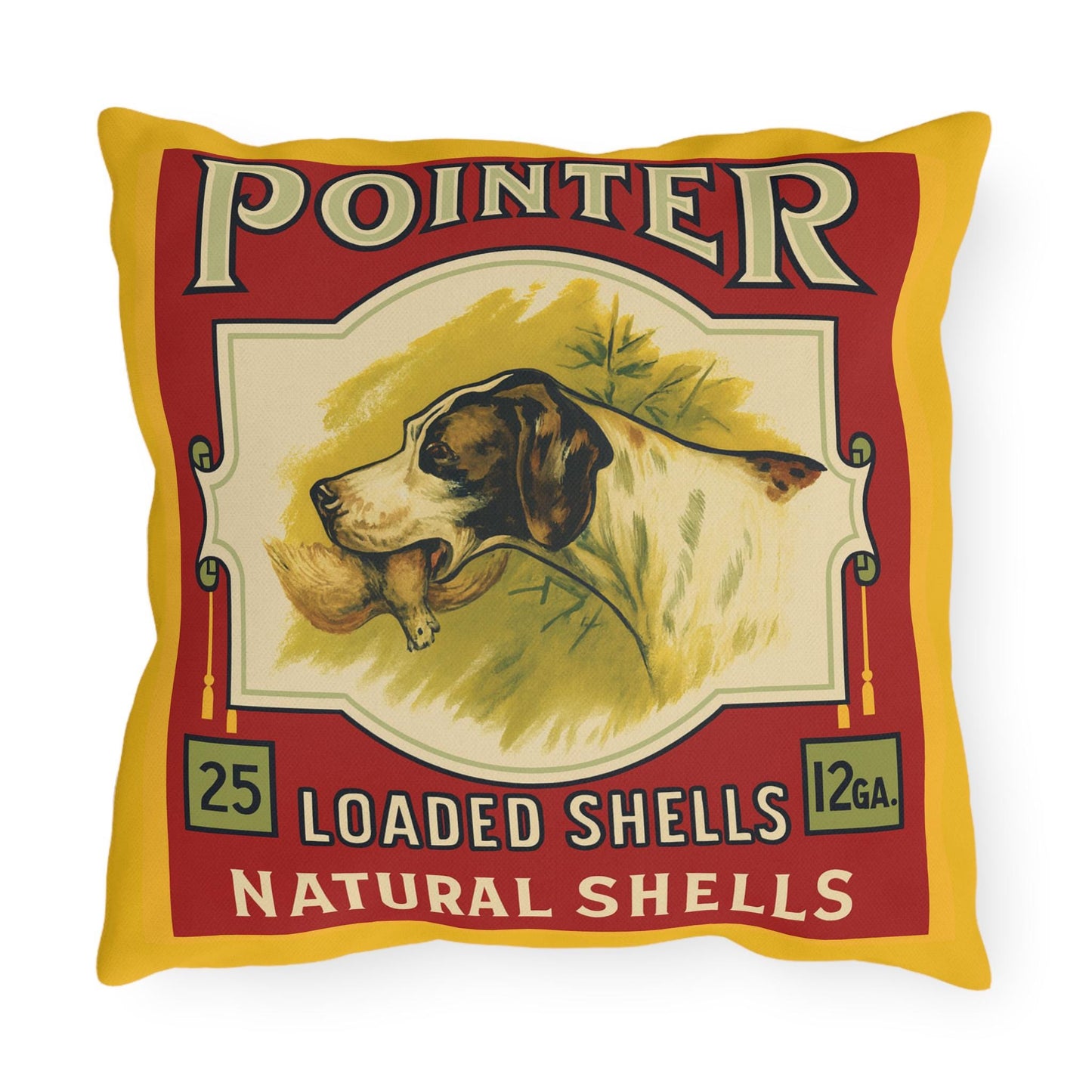 Hunting Outdoor Pillows, Cabin Decor, Lodge Cushion, 12 GA Throw Pillow, Vintage Shot Gun Shell Pillow