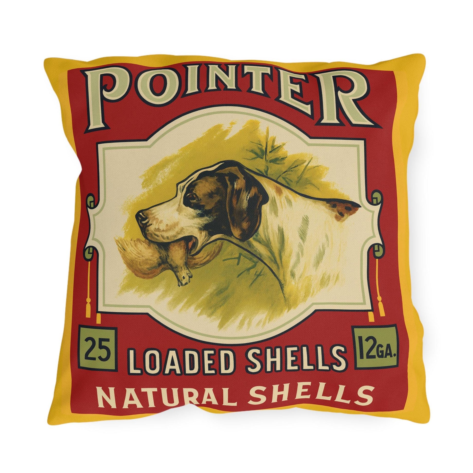 Hunting Outdoor Pillows, Cabin Decor, Lodge Cushion, 12 GA Throw Pillow, Vintage Shot Gun Shell Pillow