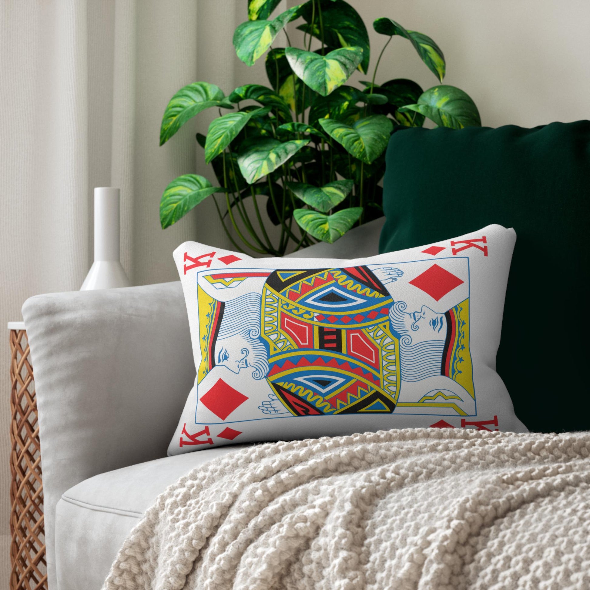 Pillow, King of Diamonds Card Throw Pillow, Game Room Decor, Poker Night Pillow, Casino Theme Pillow, Black Jack Table Pillow,