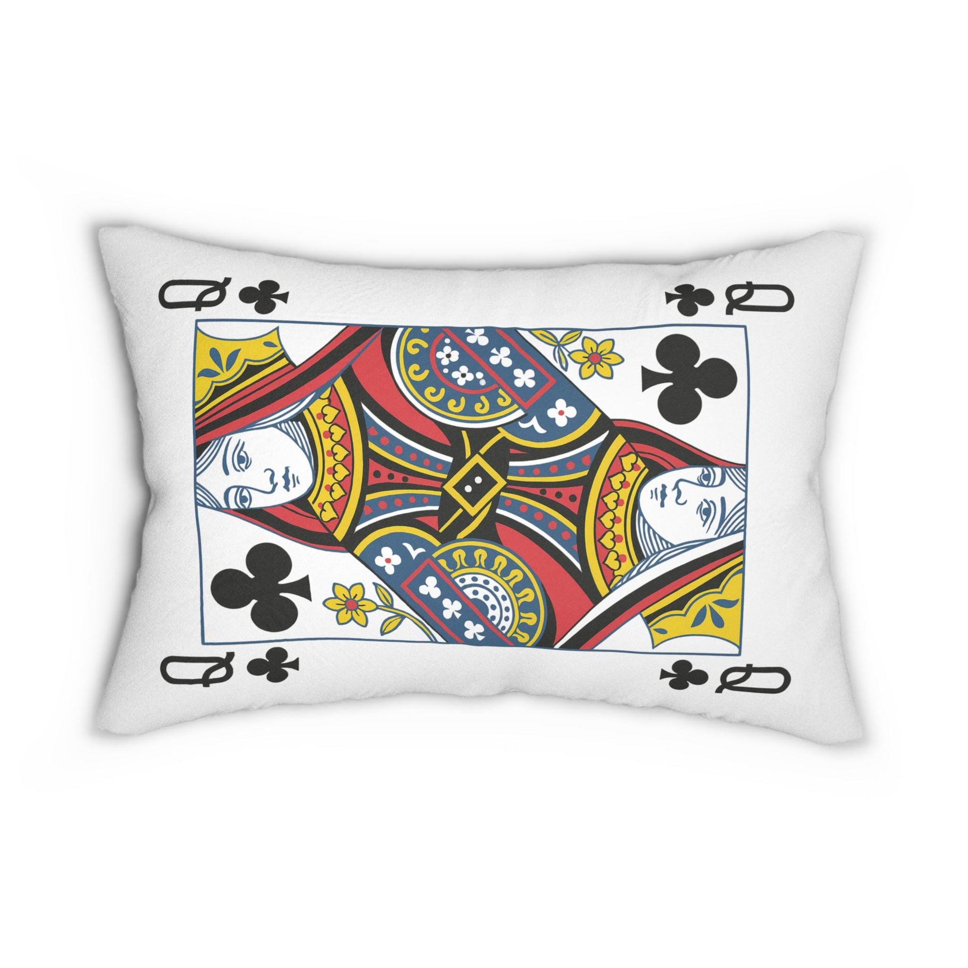 Spun Polyester Pillow, Queen of Clubs Card Throw Pillow, Game Room Decor, Poker Night Pillow, Casino Theme Pillow, Black Jack Table Pillow,