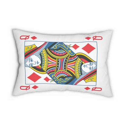 Pillow, Queen of Diamonds Card Throw Pillow, Game Room Decor, Poker Night Pillow, Casino Theme Pillow, Black Jack Table Pillow,