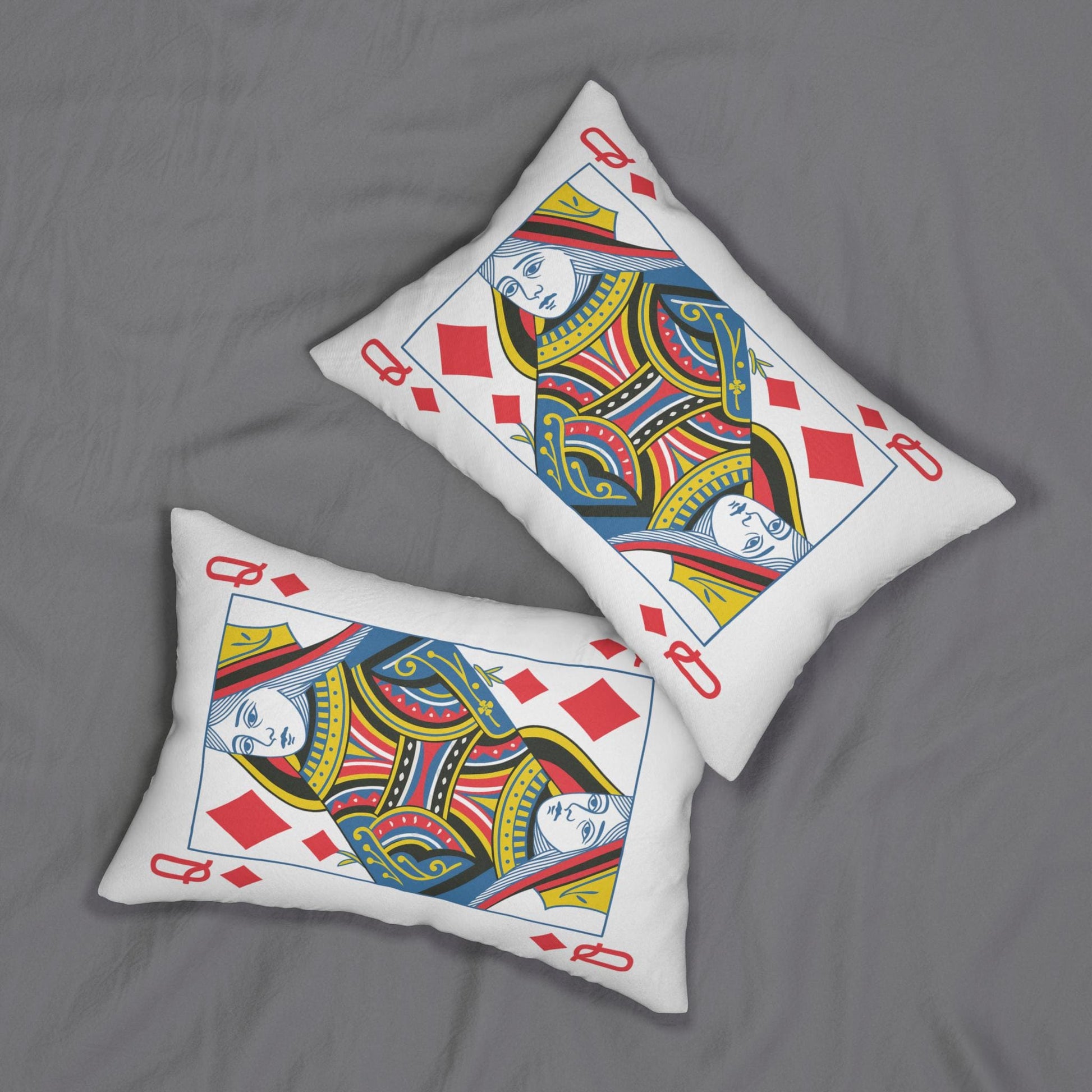 Pillow, Queen of Diamonds Card Throw Pillow, Game Room Decor, Poker Night Pillow, Casino Theme Pillow, Black Jack Table Pillow,