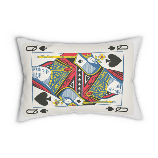 Spun Polyester Pillow, Queen of Spades Card Throw Pillow, Game Room Decor, Poker Night Pillow, Casino Theme Pillow, Black Jack Table Pillow,
