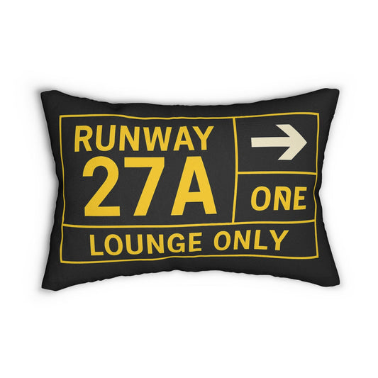 Aviation Decor Lumbar Pillow, Airport Terminal Runway Sign, Pilot Gift, Airline Attendant Present, Traveler Throw Pillow