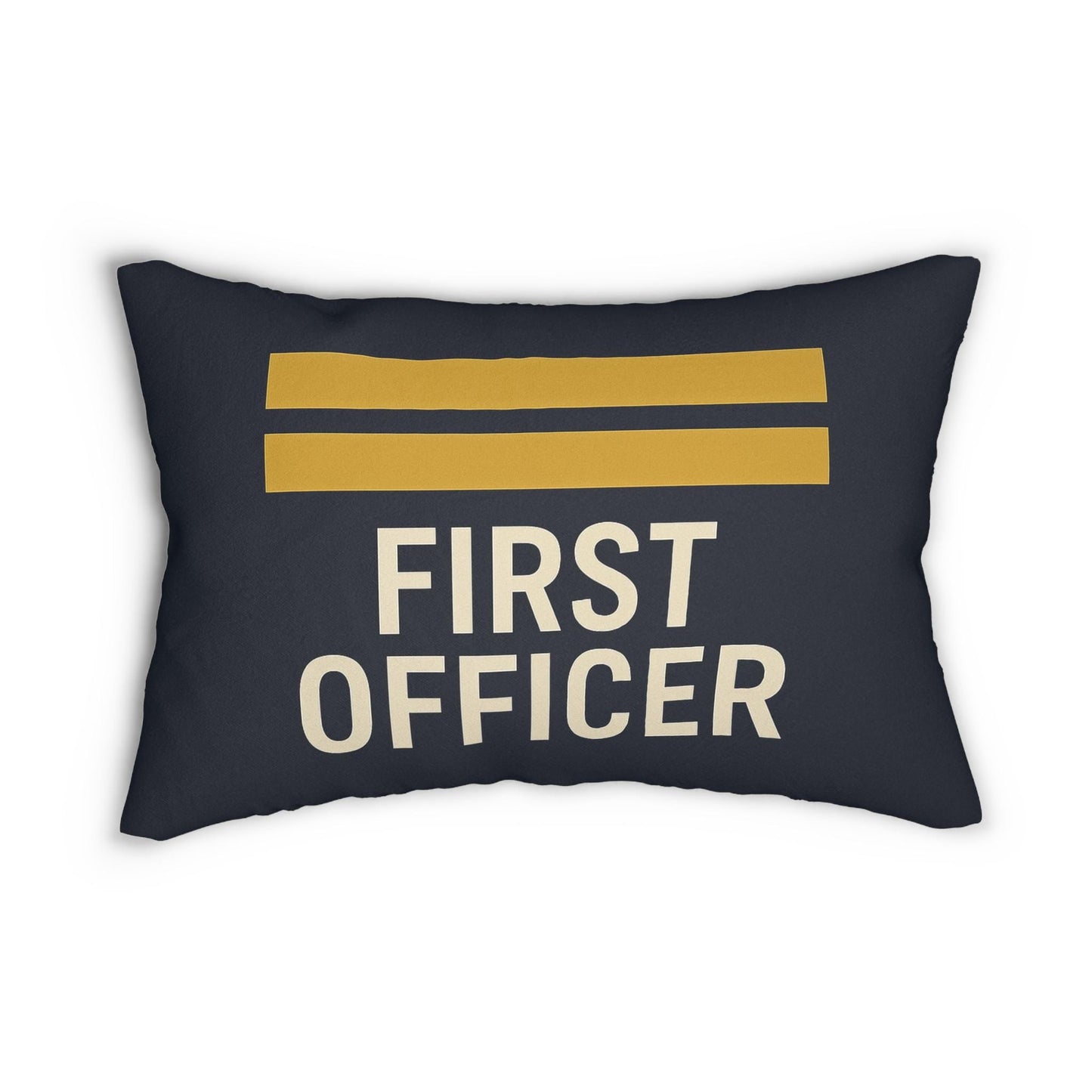 Aviation First Officer Spun Polyester Lumbar Pillow - Pilot Gift, Airplane Decor, First Class Cushion, Aviation Throw Pillow, Pilot Quote