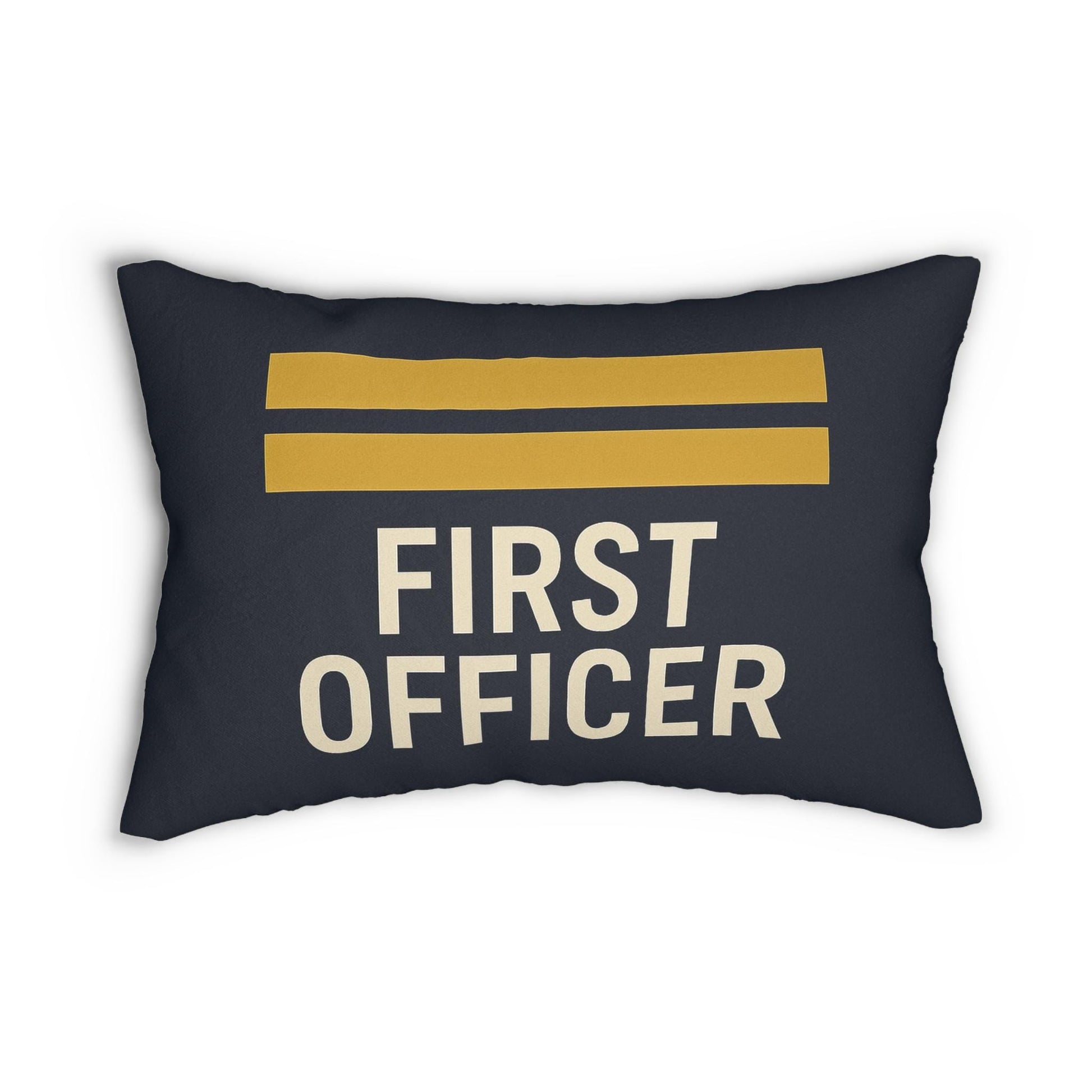 Aviation First Officer Spun Polyester Lumbar Pillow - Pilot Gift, Airplane Decor, First Class Cushion, Aviation Throw Pillow, Pilot Quote