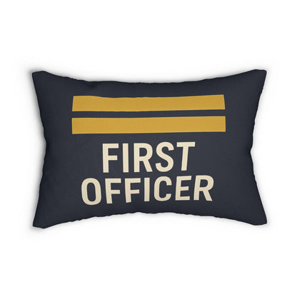 Aviation First Officer Spun Polyester Lumbar Pillow - Pilot Gift, Airplane Decor, First Class Cushion, Aviation Throw Pillow, Pilot Quote
