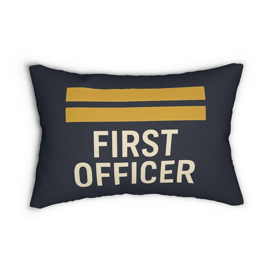 Aviation First Officer Spun Polyester Lumbar Pillow - Pilot Gift, Airplane Decor, First Class Cushion, Aviation Throw Pillow, Pilot Quote