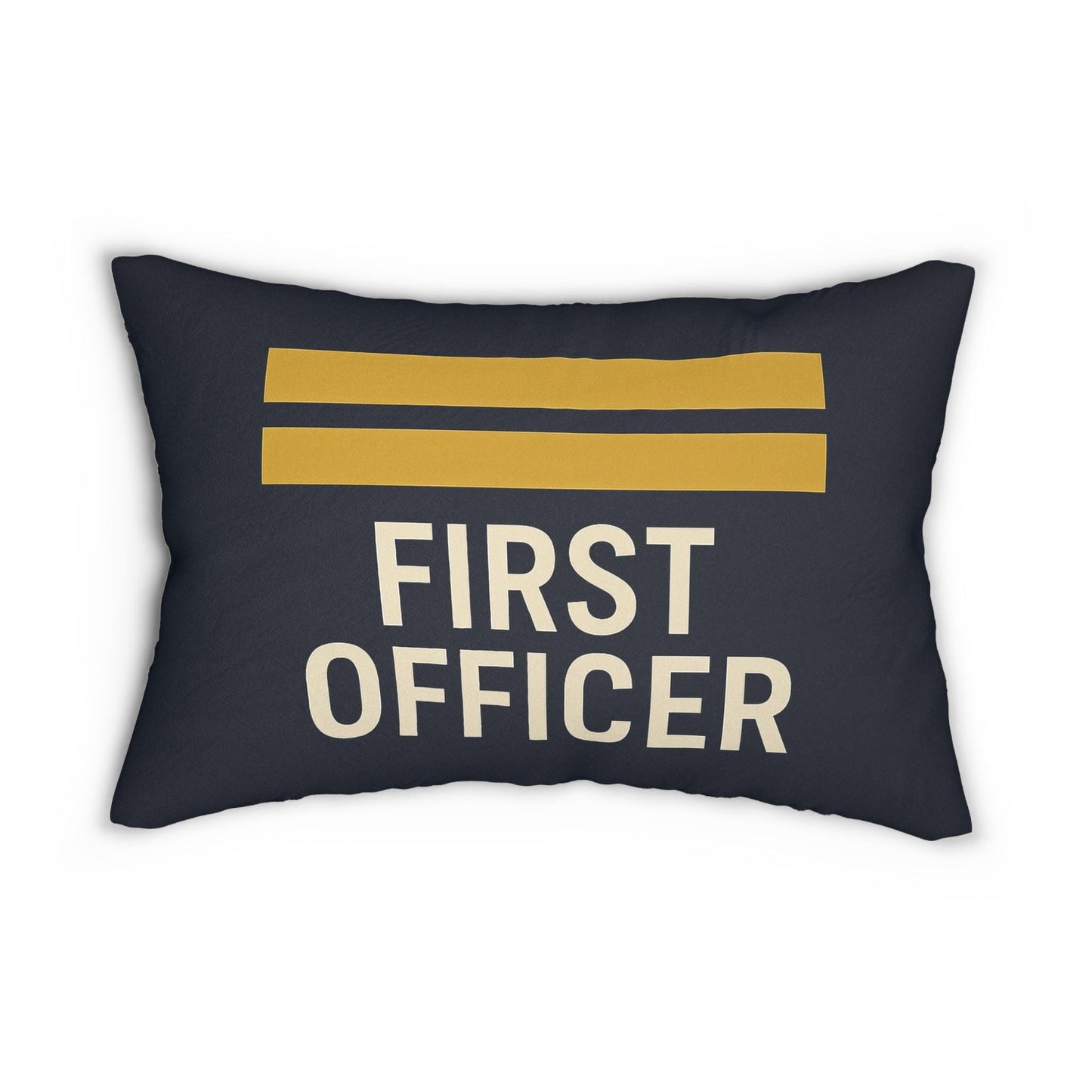 Aviation First Officer Spun Polyester Lumbar Pillow - Pilot Gift, Airplane Decor, First Class Cushion, Aviation Throw Pillow, Pilot Quote