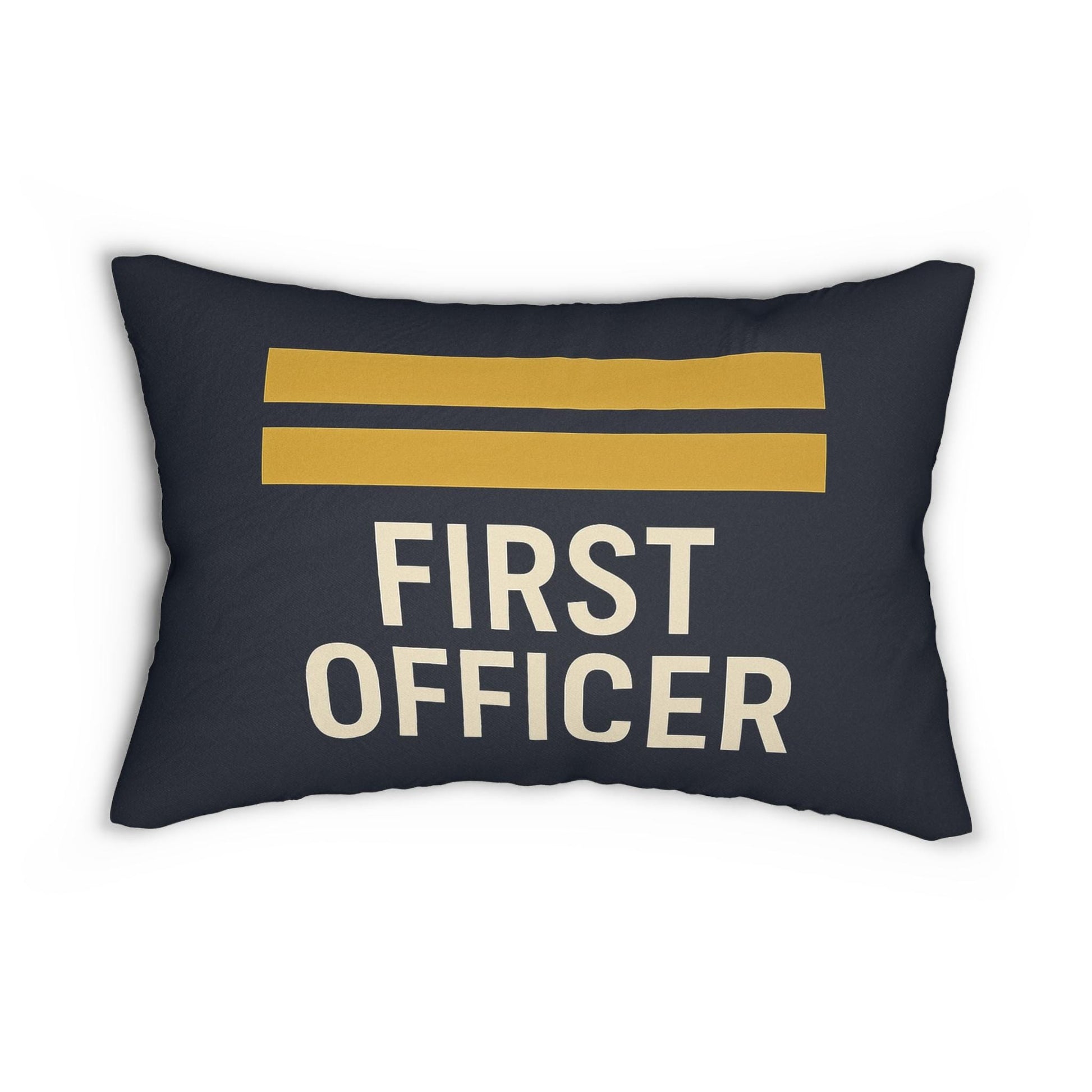 Aviation First Officer Spun Polyester Lumbar Pillow - Pilot Gift, Airplane Decor, First Class Cushion, Aviation Throw Pillow, Pilot Quote