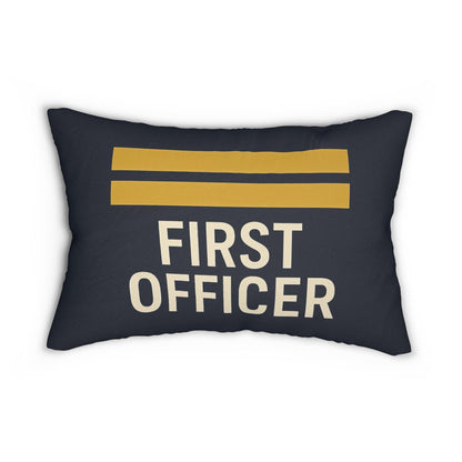 Aviation First Officer Spun Polyester Lumbar Pillow - Pilot Gift, Airplane Decor, First Class Cushion, Aviation Throw Pillow, Pilot Quote