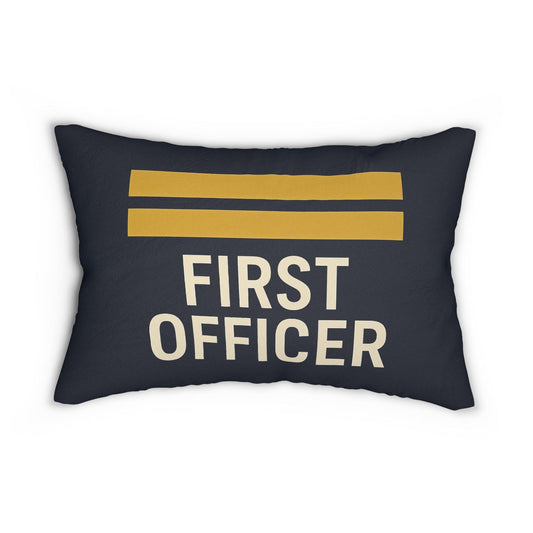 Aviation First Officer Spun Polyester Lumbar Pillow - Pilot Gift, Airplane Decor, First Class Cushion, Aviation Throw Pillow, Pilot Quote