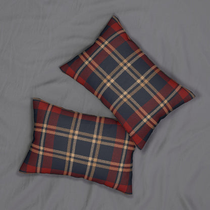 Fall Plaid Lumbar Pillow, Holiday Decorative Throw Pillow, Cozy Lumbar Cushion, Thanksgiving Accent Pillow, Festive Lumbar Pillow Cover