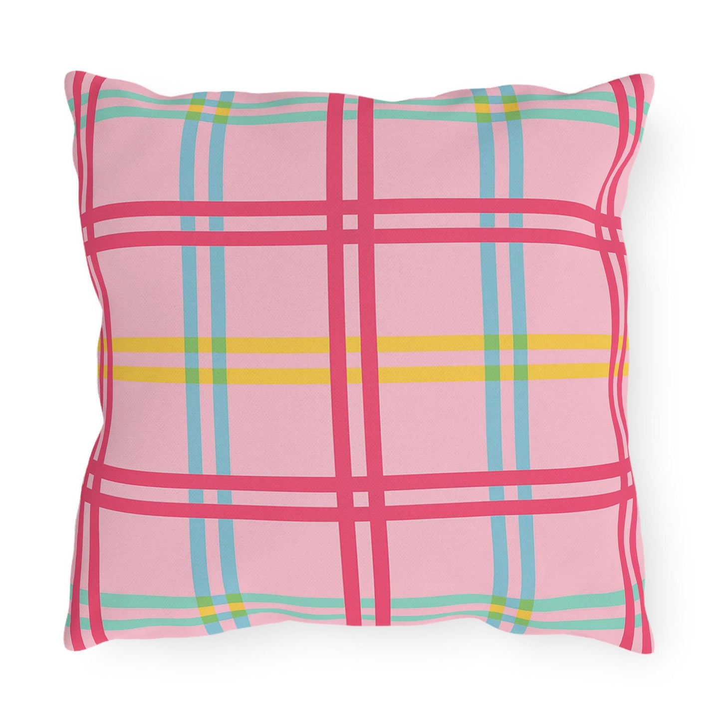 Mahjong Preppy Plaid Pillow - Luxury Game Night Decor, Outdoor Cushion, Patio Accent, Garden Pillow, Picnic Cushion