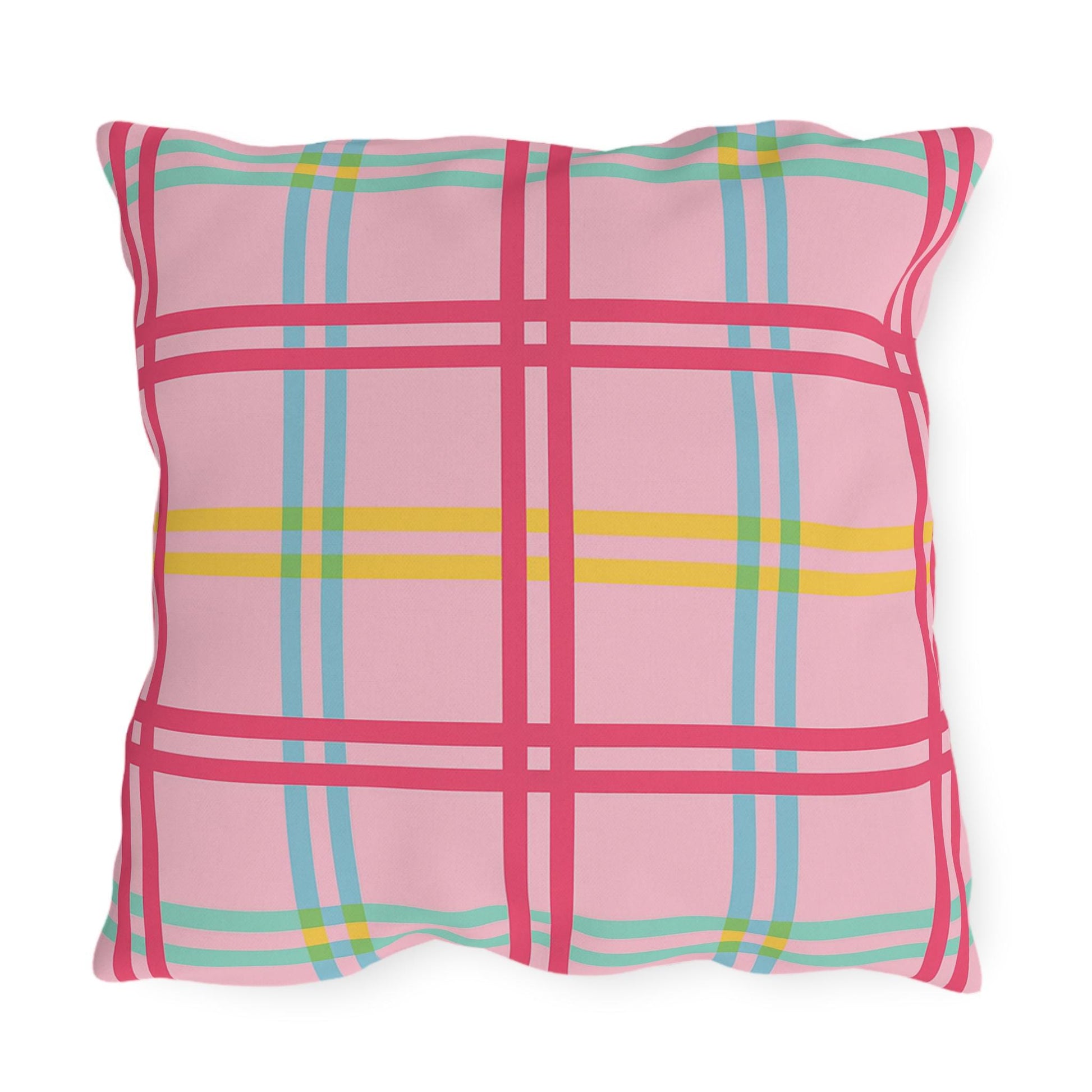 Mahjong Preppy Plaid Pillow - Luxury Game Night Decor, Outdoor Cushion, Patio Accent, Garden Pillow, Picnic Cushion