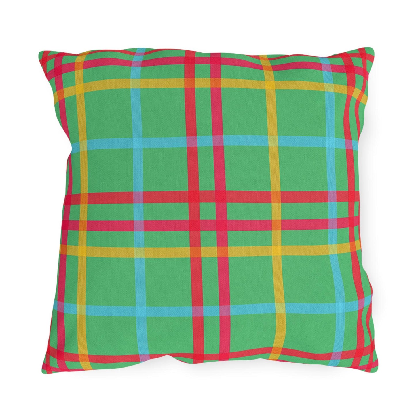 Mahjong Preppy Plaid Pillow - Luxury Game Night Decor, Outdoor Cushion, Patio Accent, Garden Pillow, Picnic Cushion