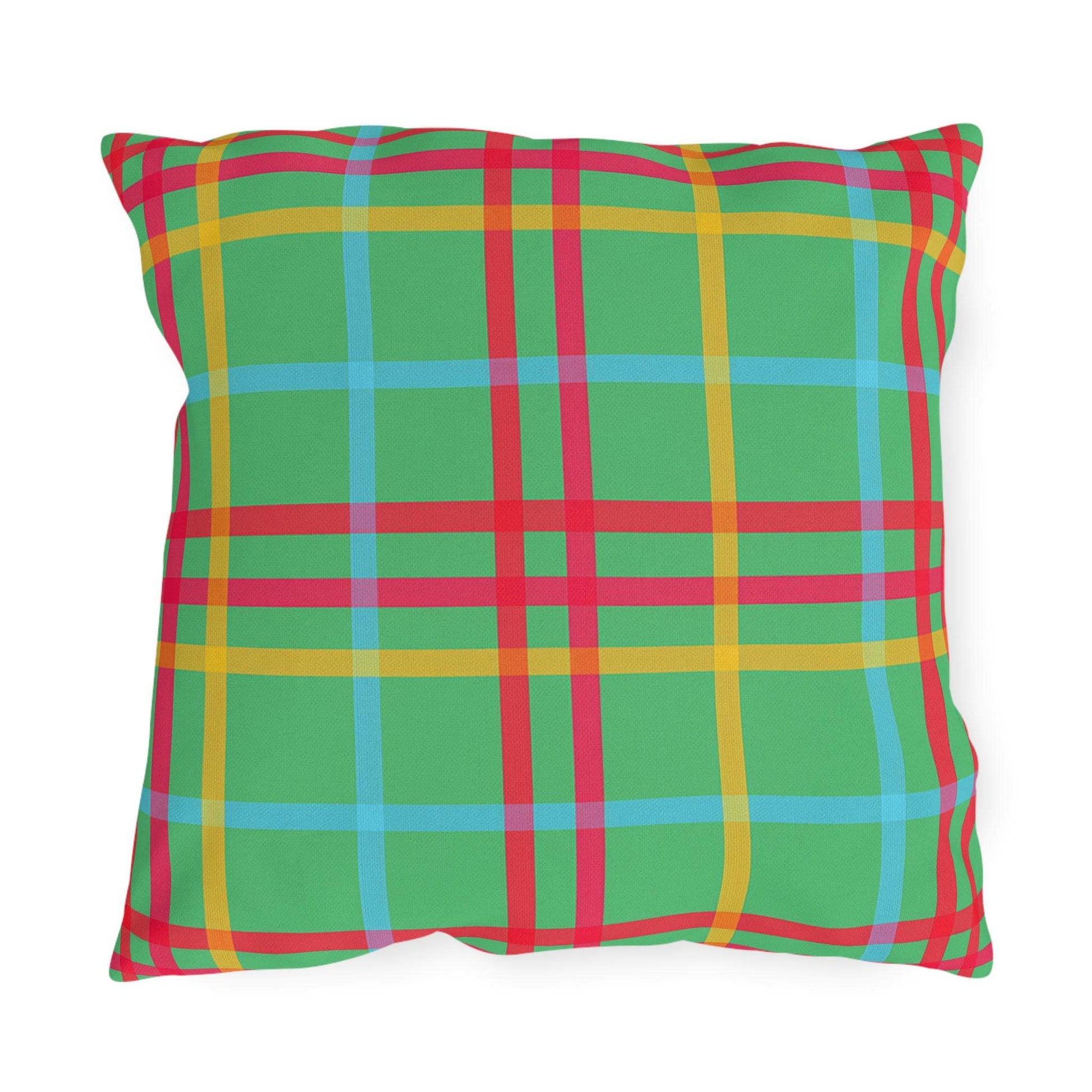 Mahjong Preppy Plaid Pillow - Luxury Game Night Decor, Outdoor Cushion, Patio Accent, Garden Pillow, Picnic Cushion