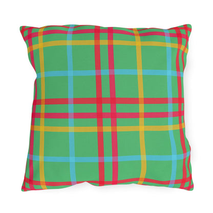 Mahjong Preppy Plaid Pillow - Luxury Game Night Decor, Outdoor Cushion, Patio Accent, Garden Pillow, Picnic Cushion