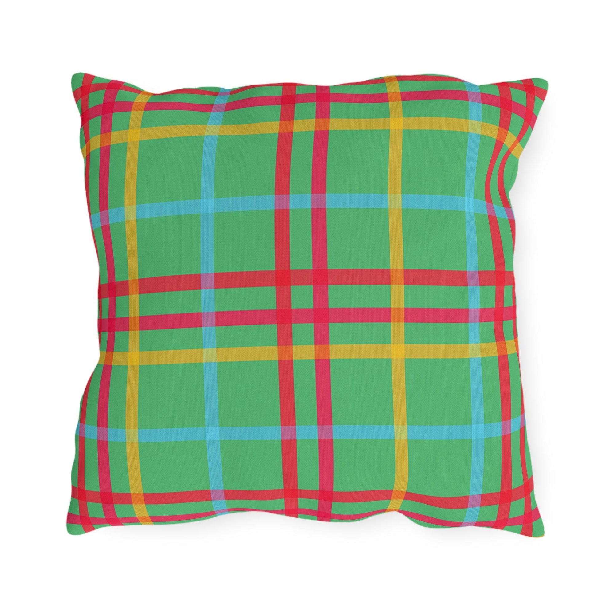 Mahjong Preppy Plaid Pillow - Luxury Game Night Decor, Outdoor Cushion, Patio Accent, Garden Pillow, Picnic Cushion