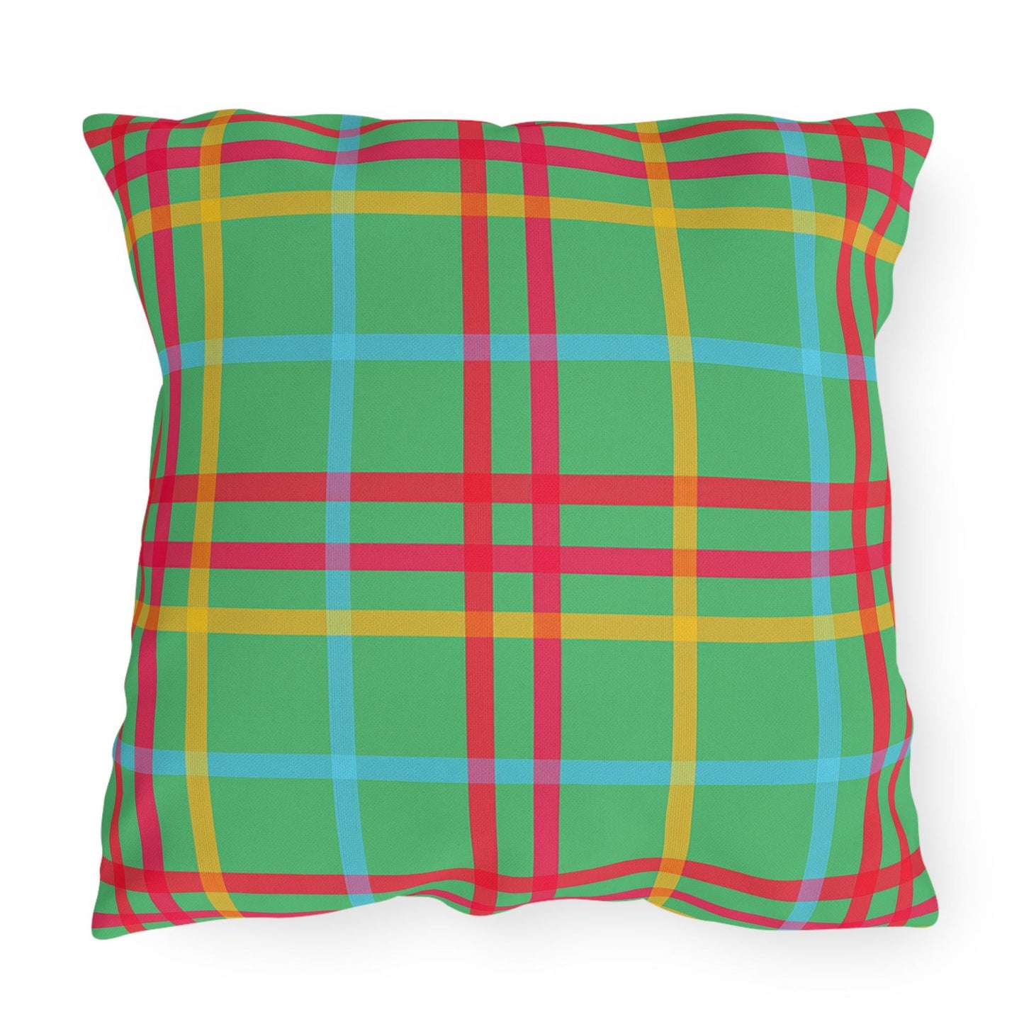 Mahjong Preppy Plaid Pillow - Luxury Game Night Decor, Outdoor Cushion, Patio Accent, Garden Pillow, Picnic Cushion