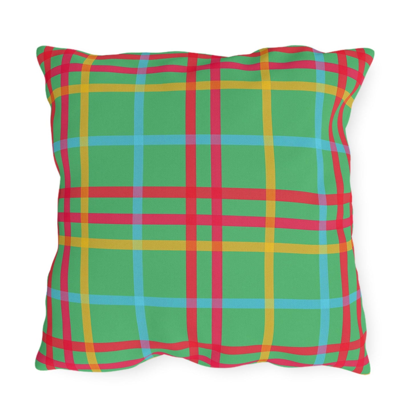 Mahjong Preppy Plaid Pillow - Luxury Game Night Decor, Outdoor Cushion, Patio Accent, Garden Pillow, Picnic Cushion